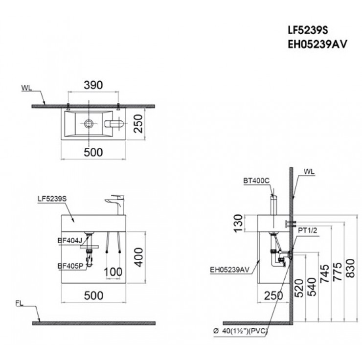 Bộ Tủ Chậu Lavabo Caesar LF5239S/EH05239AV