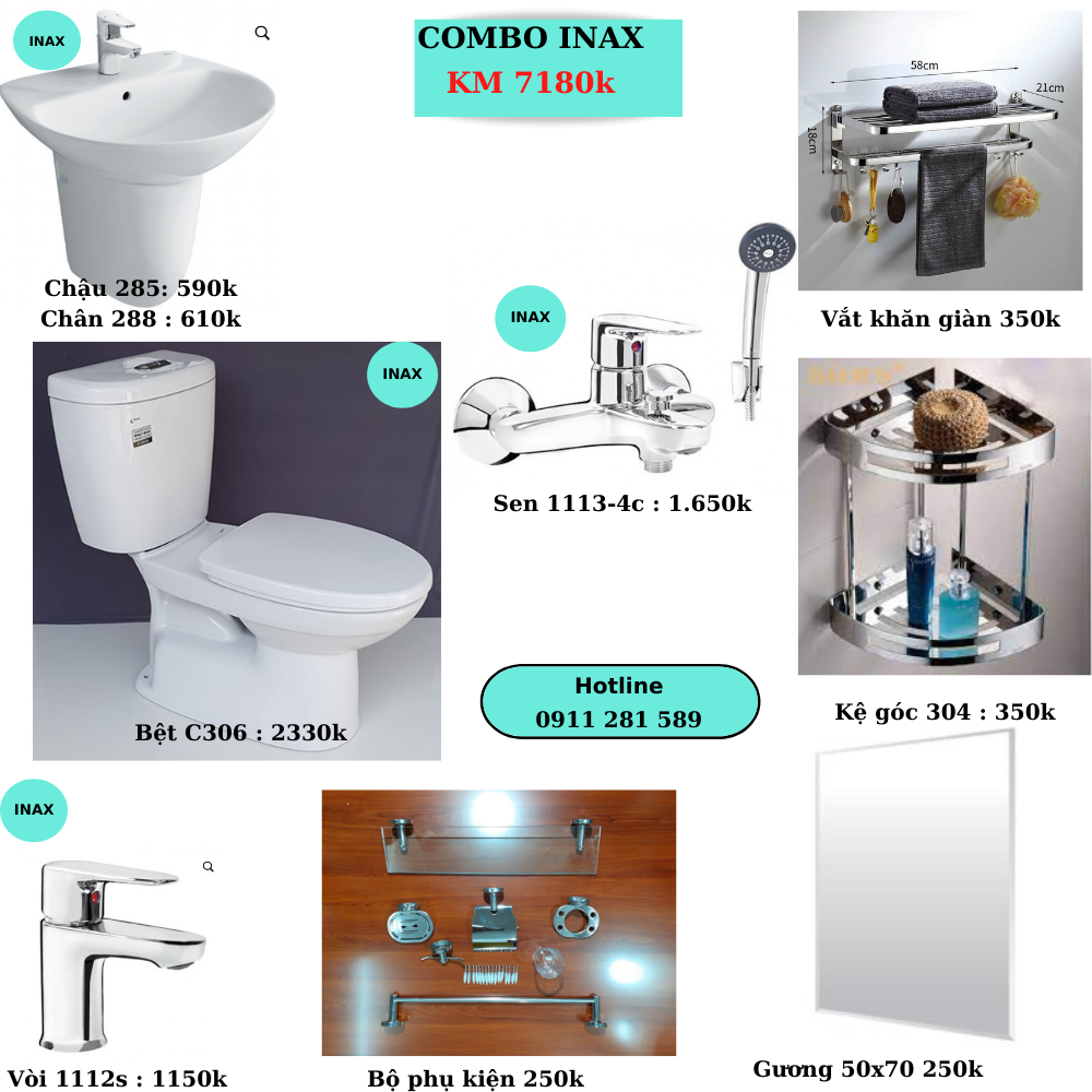 Combo TBVS Inax full phòng 7180k