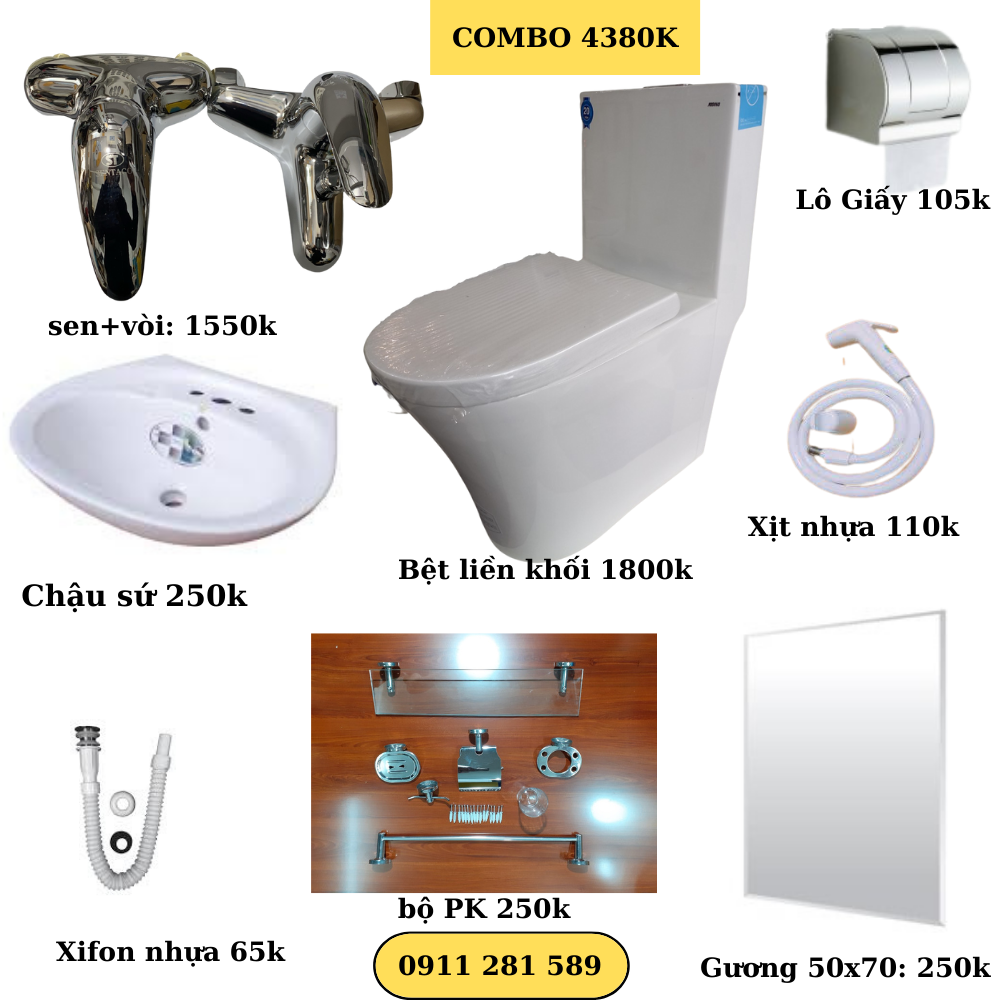 Combo TBVS bệt liền khối giá chỉ 4.380k