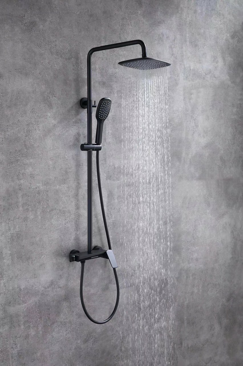 Sen tắm SC30C-sen cây đồng thân tròn, bát vuông-đồng phủ nano đen