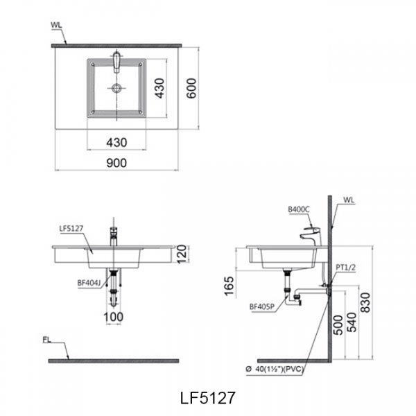 Chậu Rửa Lavabo Âm Bàn Caesar L5127