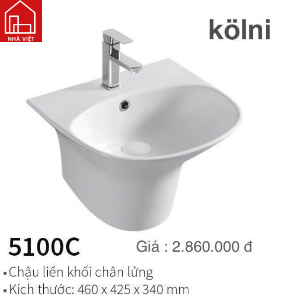 Chậu Liền Khối Chân Lửng Kolni 5100C