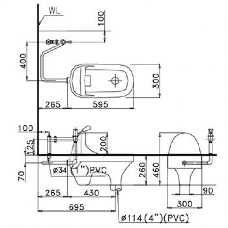 Bồn Cầu Xổm CAESAR C1230+BF449 Kèm Bộ Xả
