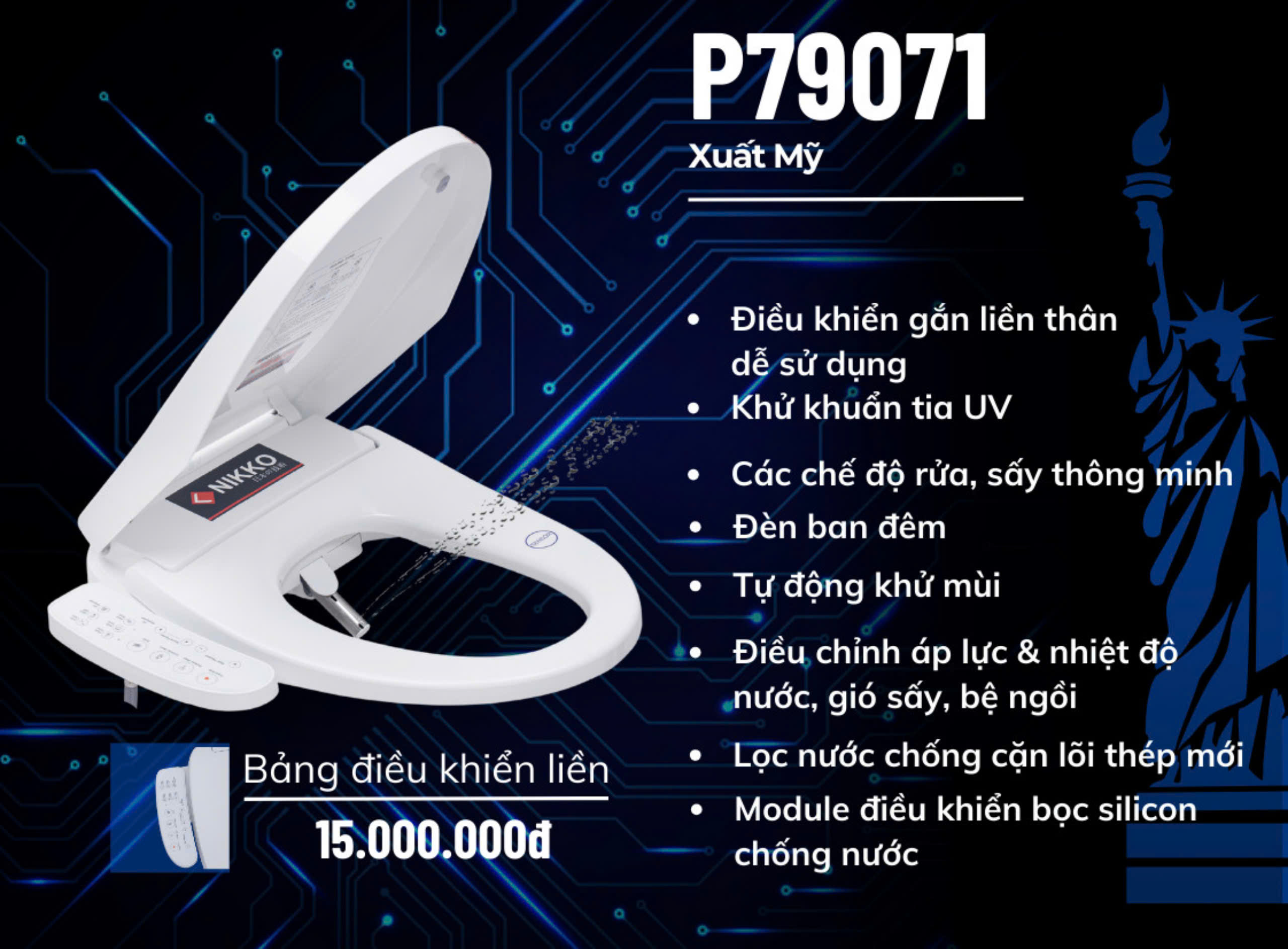 Nắp Rửa Điện Tử Nikko Mã P79071