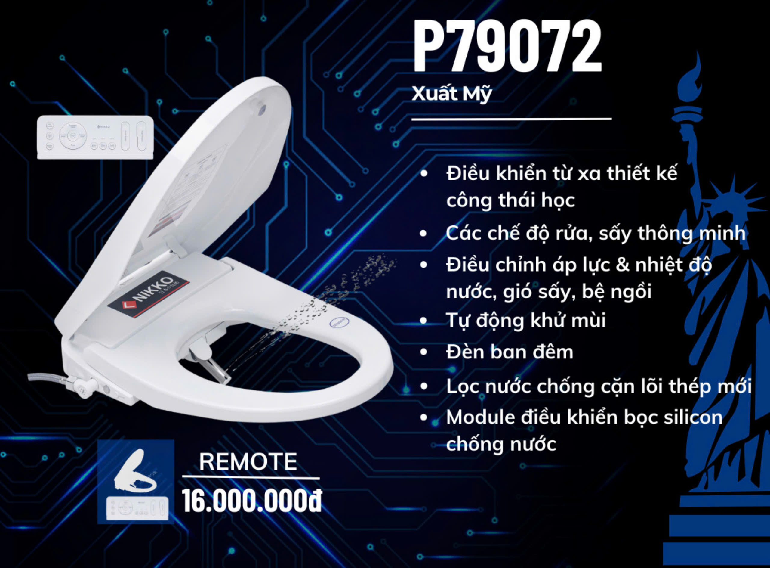Nắp Rửa Điện Tử Nikko Mã P79072