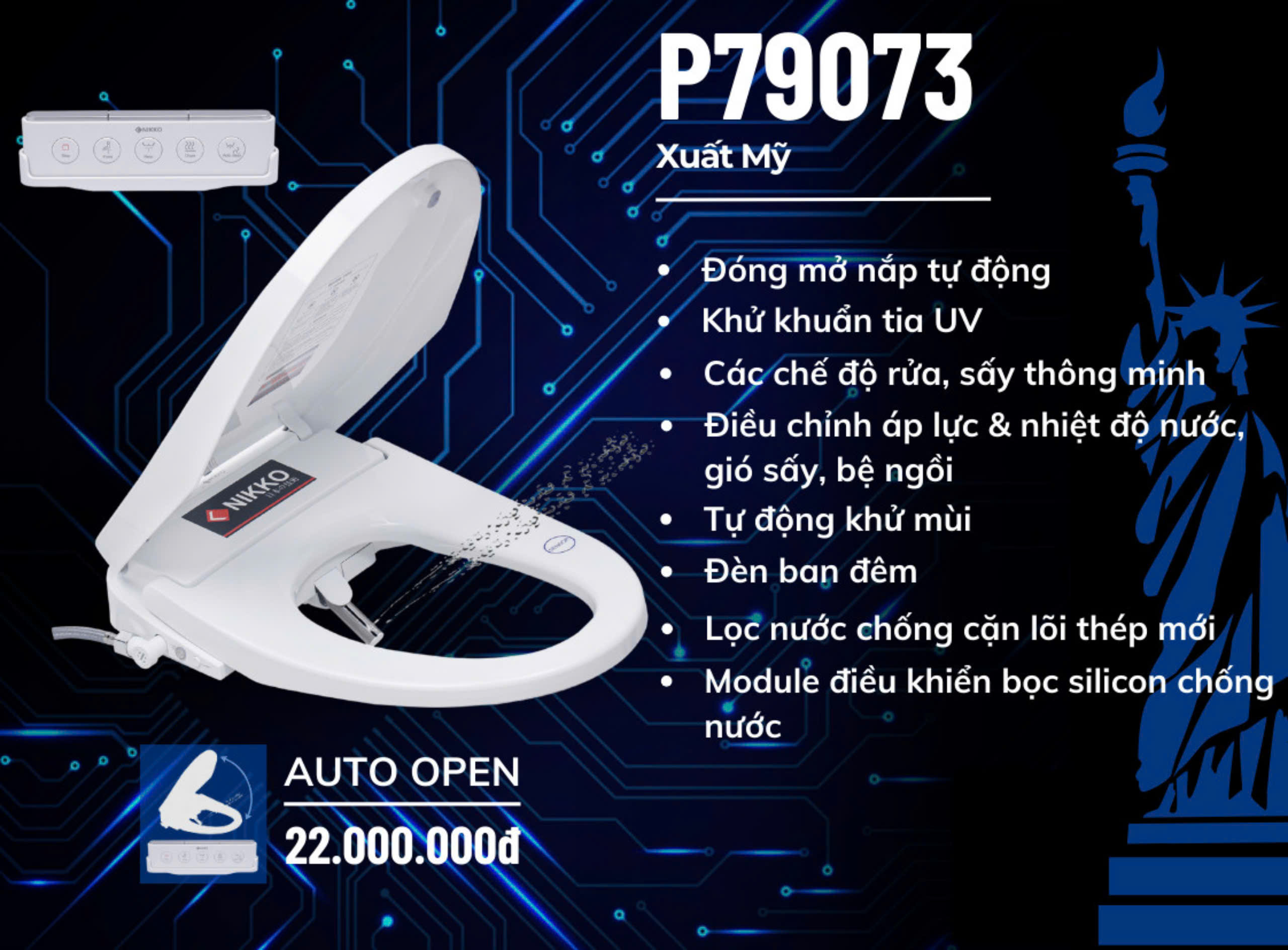 Nắp Rửa Điện Tử Nikko Mã P79073
