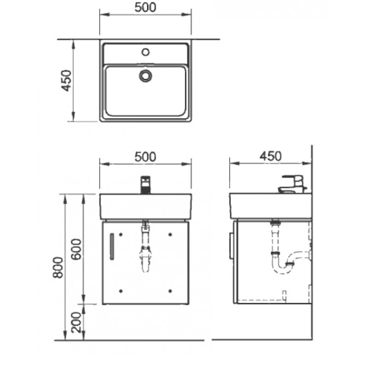 Bộ Tủ Chậu Rubik Inax CB0504-5QF-B 