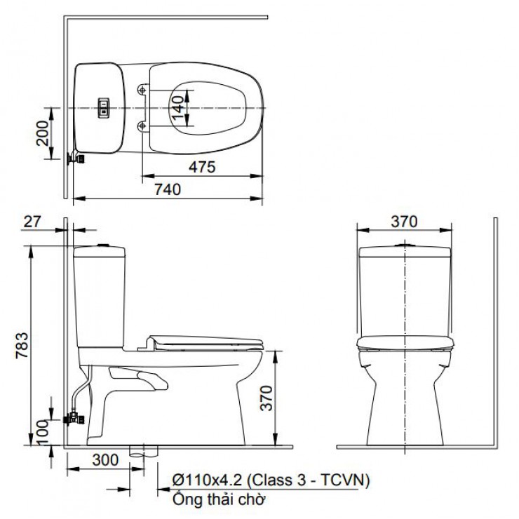 Bàn Cầu Hai Khối Inax AC-808VN