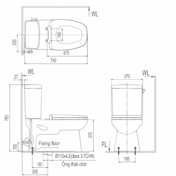Bàn Cầu Hai Khối AC-838VN