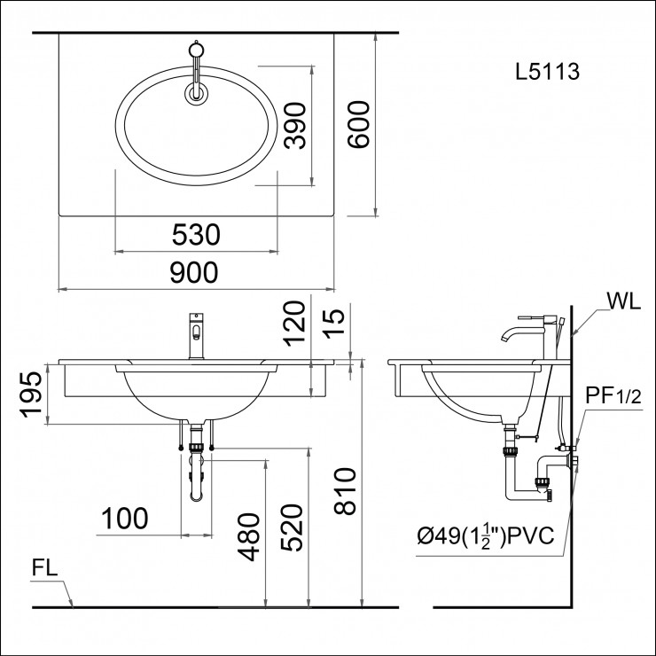 Chậu Rửa Lavabo Âm Bàn Caesar L5113