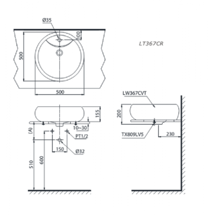 Chậu Lavabo TOTO LT367CR Đặt Bàn