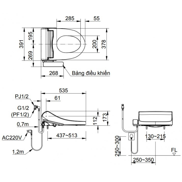 Nắp rửa điện tử inax mã CW-H18VN