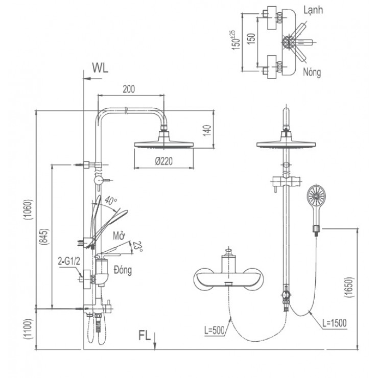 Sen Cây Tắm Đứng Inax BFV-41S Nóng Lạnh