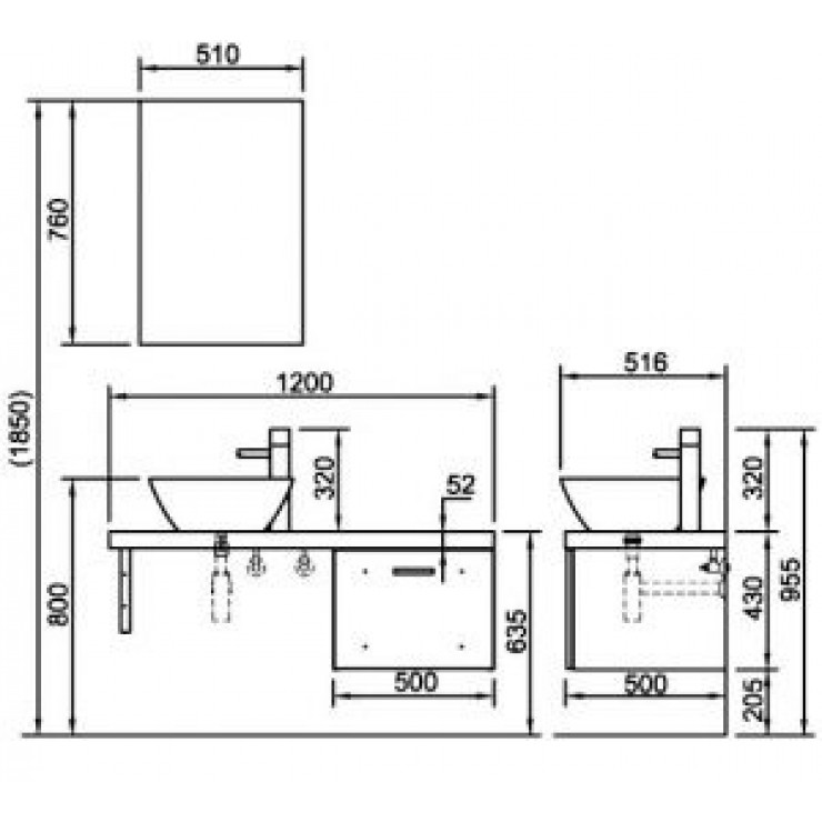 Tủ Chậu Inax BELLA CB1206-5QF-B