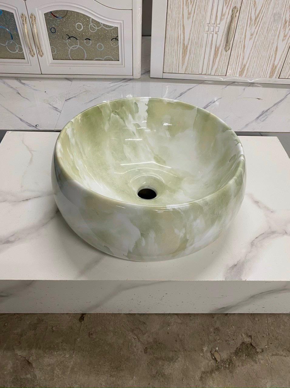 Chậu sứ vân đá hình tròn  mã THD620