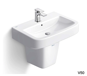 Chậu Rửa Mặt + Chân Treo Viglacera V50