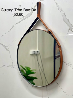 Gương Tròn Treo Dây Da 50×50 cm – 60x60cm