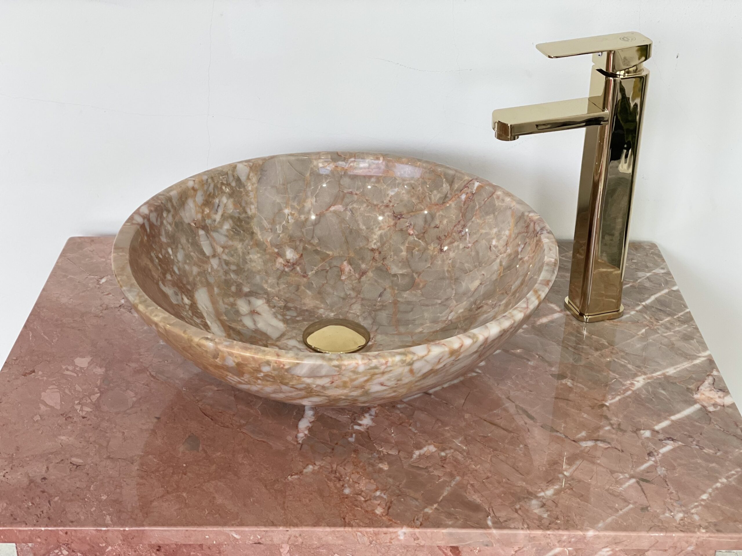 Chậu Đá BST09 42cm-8kg Eximstone Tròn Mỏng Hồng