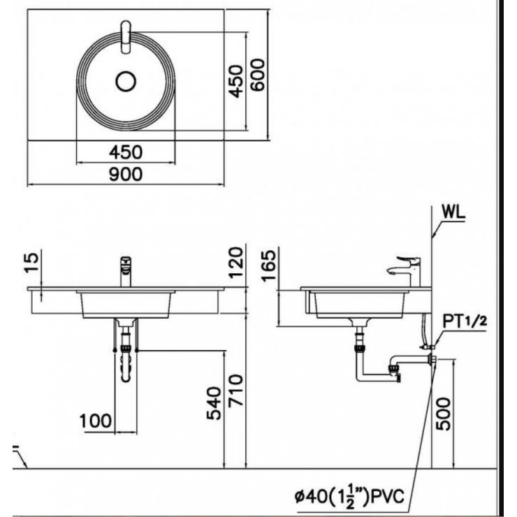 Chậu Rửa Lavabo Âm Bàn Caesar LF5118