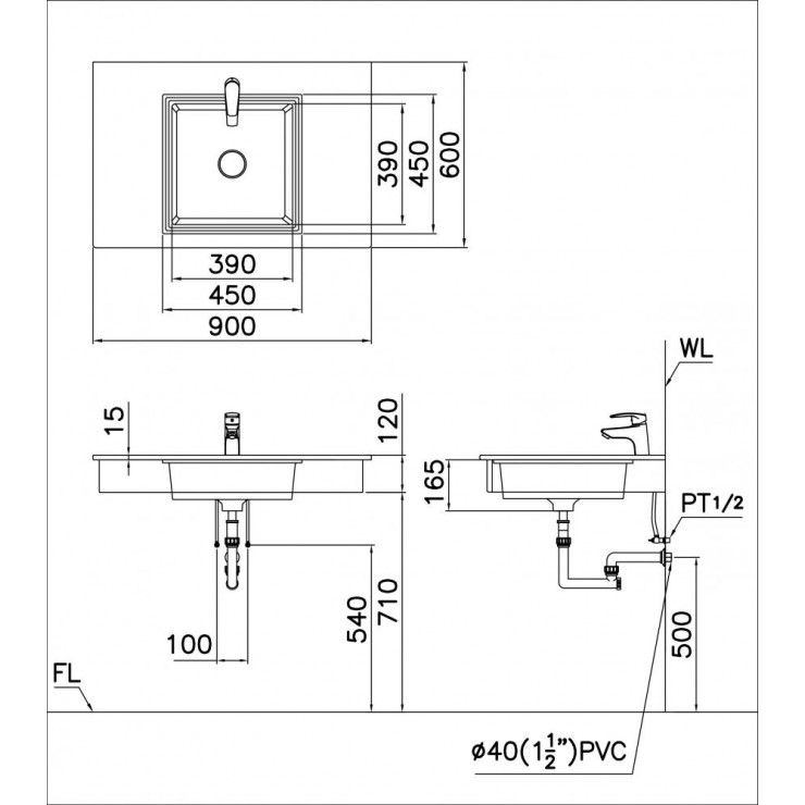 Chậu Rửa Lavabo Âm Bàn Caesar LF5128