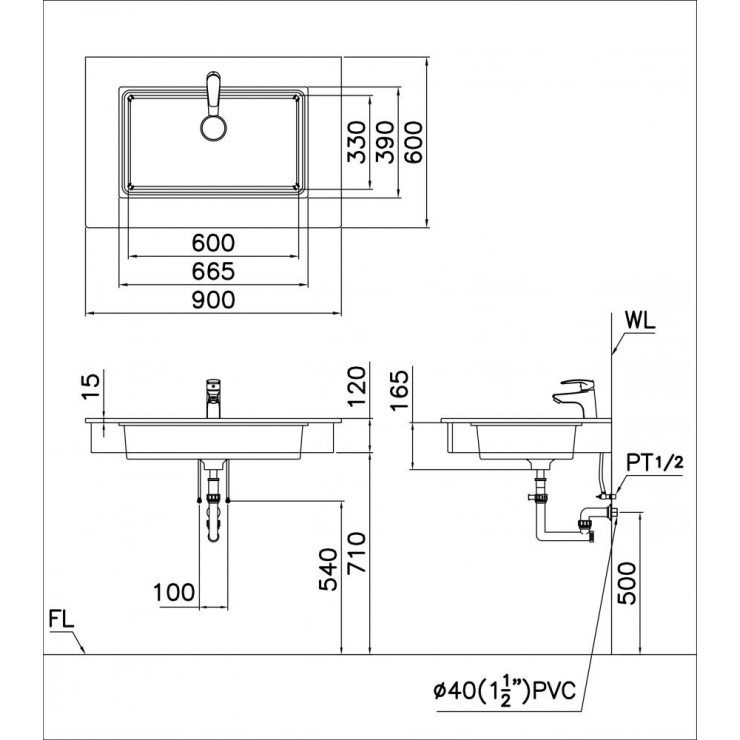 Chậu Rửa Lavabo Âm Bàn Caesar LF5130