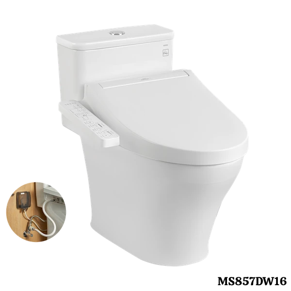Bàn Cầu MS857CDW16 Một Khối Toto Kèm Nắp Rửa Điện Tử mới nhất 2025