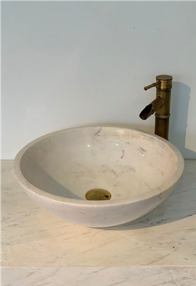 Chậu Đá BTS90 42cm-8kg Eximstone Tròn Mỏng Trắng Sữa