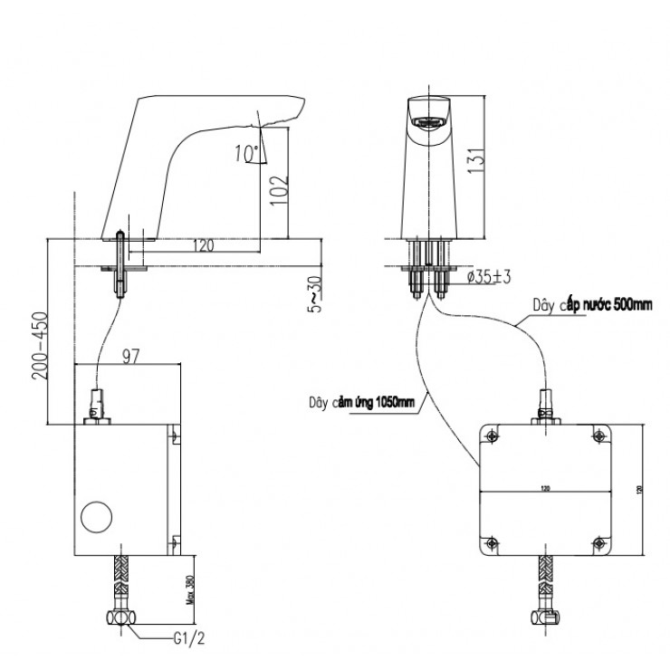 Vòi Chậu Cảm Ứng Inax AMV-50B Lạnh Dùng Pin