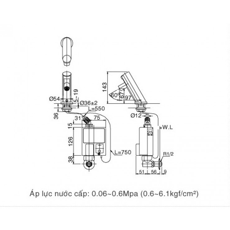 Vòi Chậu Cảm Ứng Inax AMV-90K Dùng Pin