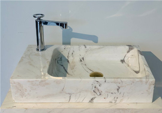 Chậu Lavabo CNG12 Chữ Nhật Khoét Lỗ Xifon Góc Eximstone 61CM-35KG