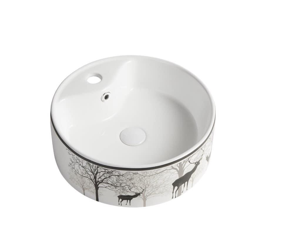 Chậu lavabo Trung Quốc họa tiết con nai