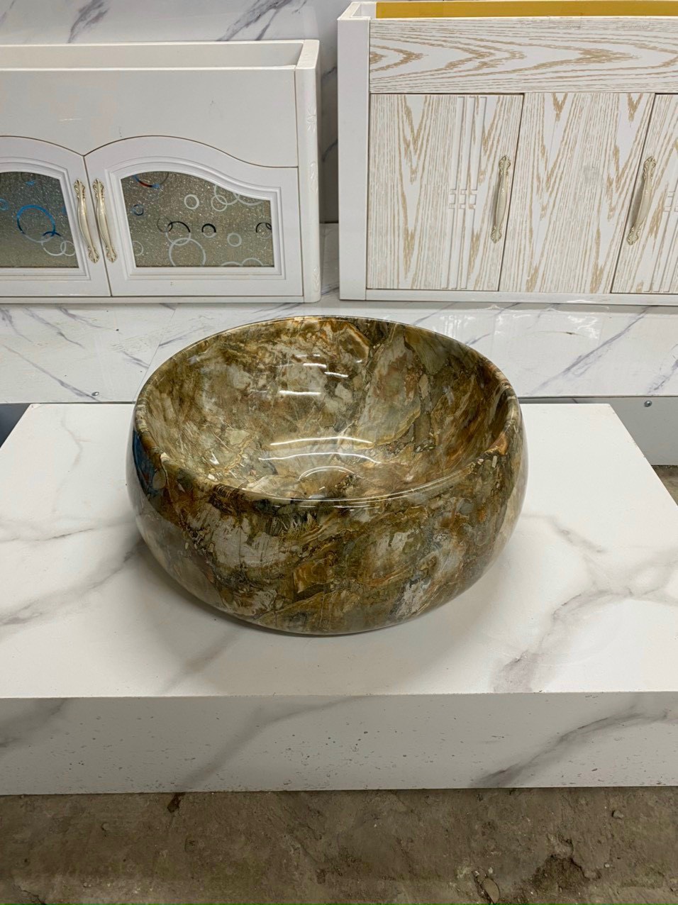 Chậu lavabo vân đá nâu Trung Quốc
