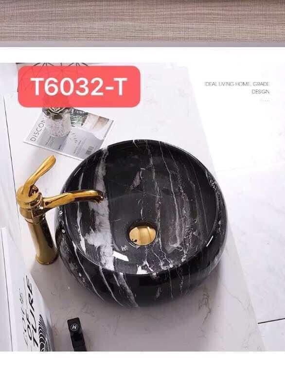 Chậu lavabo vân đá đen T6032