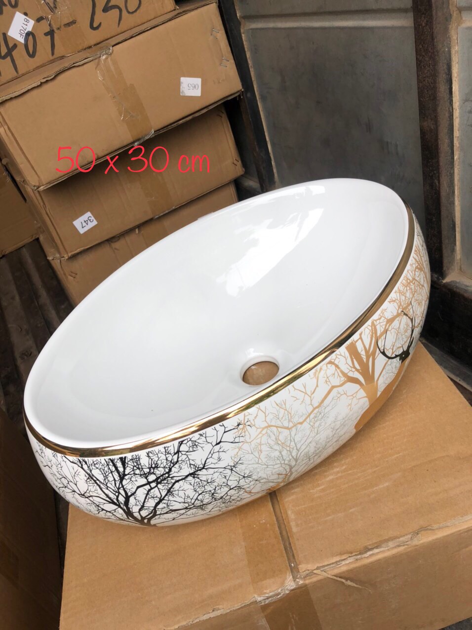 Chậu lavabo hình elip kích thước 30x50cm