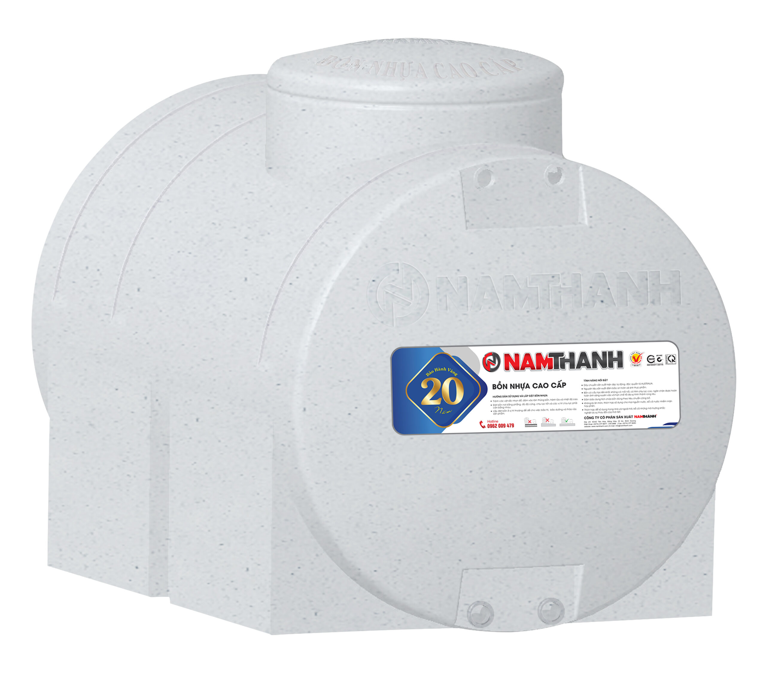 Bồn Nước Nhựa Cao Cấp 1500 Lít Nằm Nam Thành