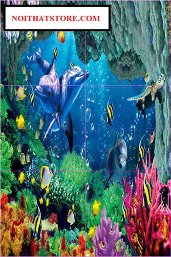 Gạch tranh 3D Cá heo đôi