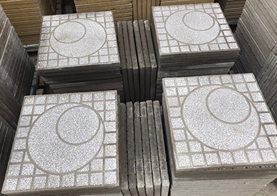 Gạch vỉa hè Terrazzo 40×40 xám tròn