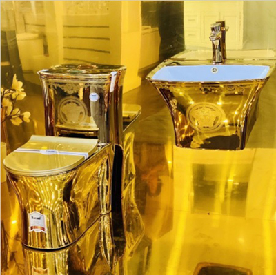 Bồn cầu khối cao cấp mạ vàng