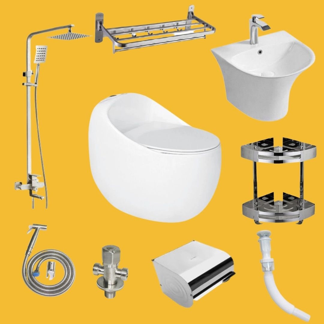 Combo bộ nhà tắm Luxury 06 cầu trứng trắng