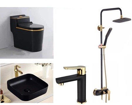 Combo thiết bị vệ sinh giá rẻ màu đen