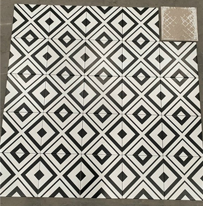 Gạch bông giả cổ 20×20 ô vuông đen trắng