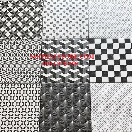 Gạch bông giả cổ 20×20 mẫu đen trắng đẹp