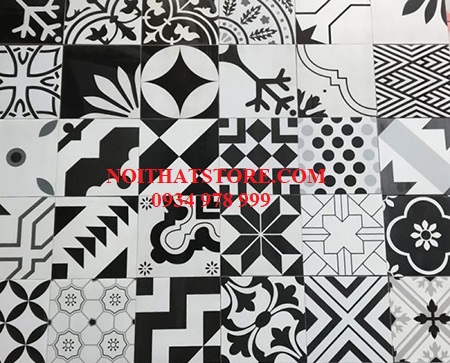 Gạch bông giả cổ 20×20 mẫu đen trắng