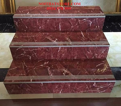 Gạch lát cầu thang 47×100 đỏ vân đá trắng