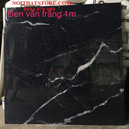Gạch lát nền Trung Quốc 100×100 đen vân trắng