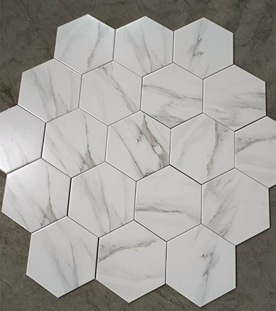 Gạch lục giác đẹp giá rẻ trắng vân khói tự nhiên 20×23