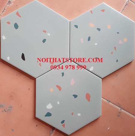 Gạch lục giác ghi vân đá đa màu