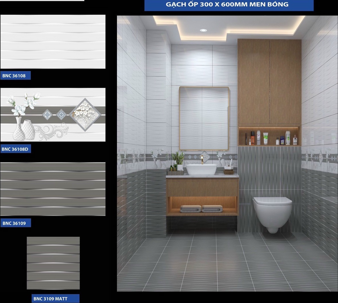 Gạch ốp tường giá rẻ 300×600 BNC36108