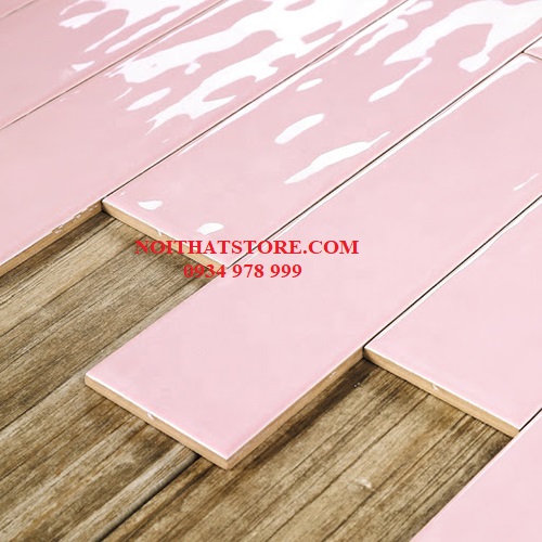 Gạch thẻ 7.5×30 hồng bóng phẳng