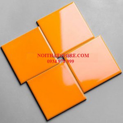 Gạch thẻ vuông cam bóng phẳng 10×10